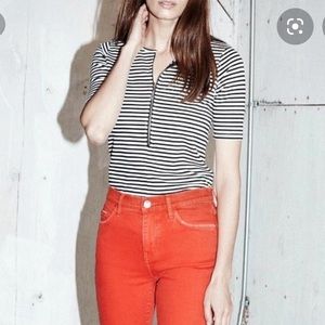 Current/Elliott Striped Stretchy Zip Top